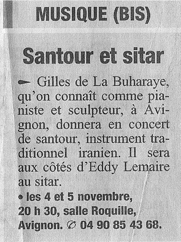 Eddy Lemaire Sitar Santour Gilles de la Buharaye